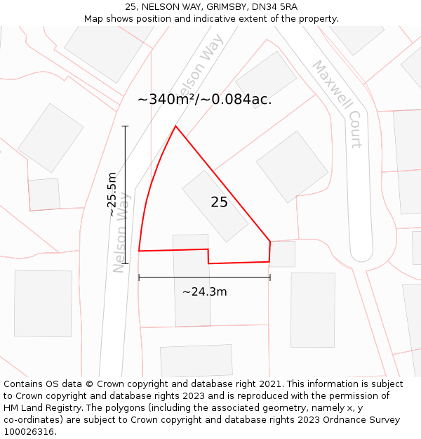 25, NELSON WAY, GRIMSBY, DN34 5RA: Plot and title map