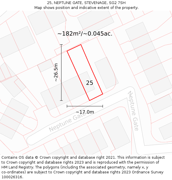 25, NEPTUNE GATE, STEVENAGE, SG2 7SH: Plot and title map