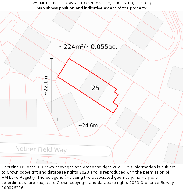 25, NETHER FIELD WAY, THORPE ASTLEY, LEICESTER, LE3 3TQ: Plot and title map