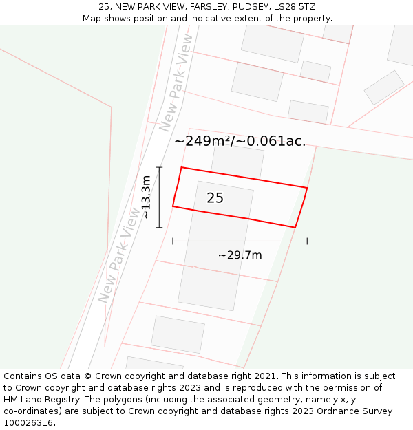 25, NEW PARK VIEW, FARSLEY, PUDSEY, LS28 5TZ: Plot and title map