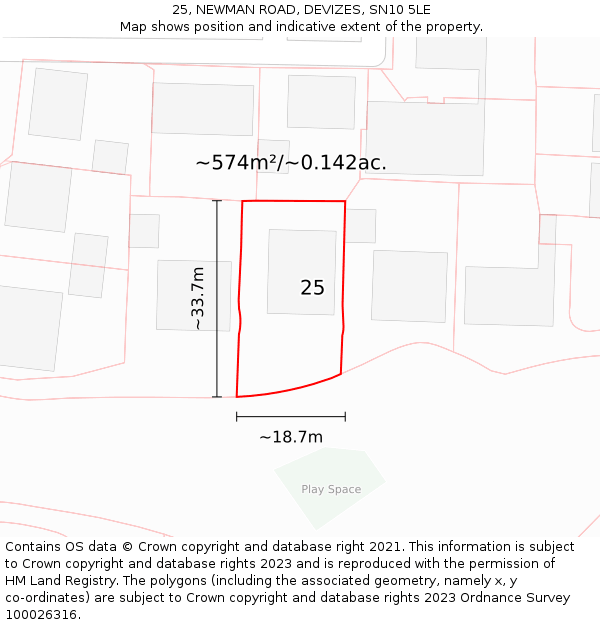 25, NEWMAN ROAD, DEVIZES, SN10 5LE: Plot and title map