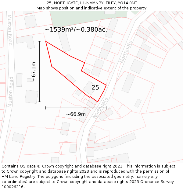 25, NORTHGATE, HUNMANBY, FILEY, YO14 0NT: Plot and title map