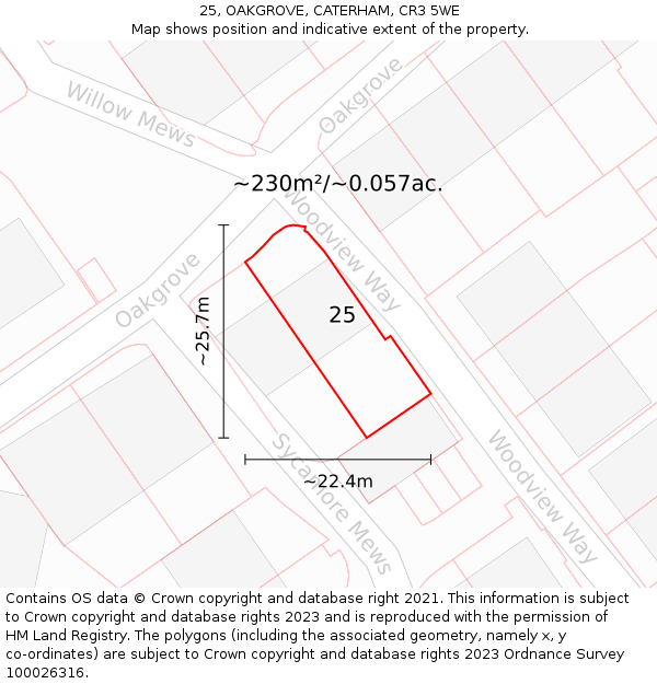 25, OAKGROVE, CATERHAM, CR3 5WE: Plot and title map