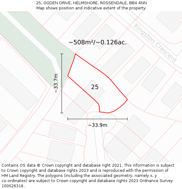 25, OGDEN DRIVE, HELMSHORE, ROSSENDALE, BB4 4NN: Plot and title map