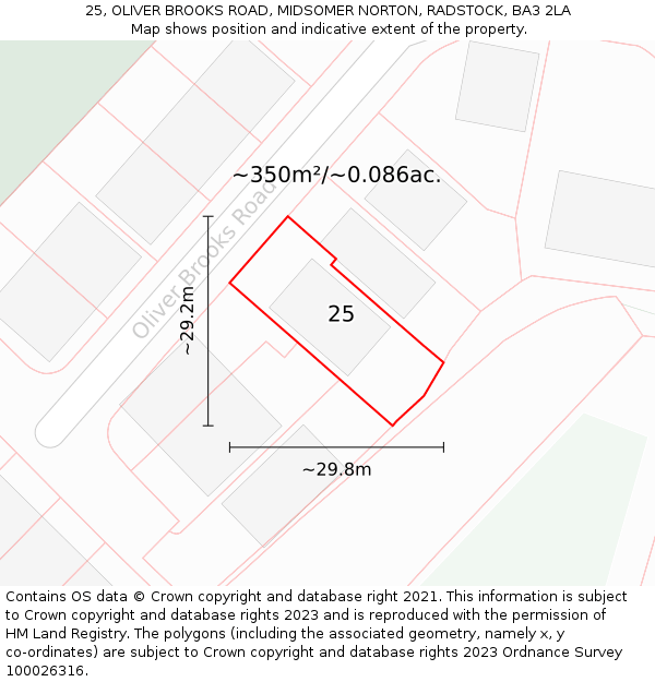 25, OLIVER BROOKS ROAD, MIDSOMER NORTON, RADSTOCK, BA3 2LA: Plot and title map