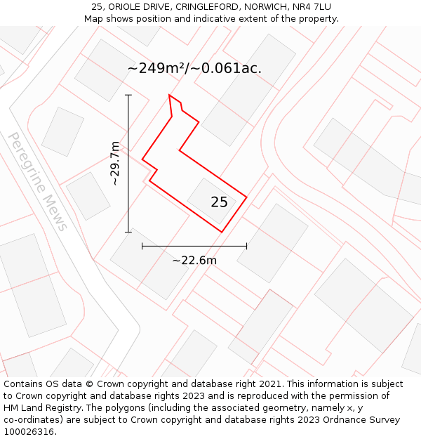 25, ORIOLE DRIVE, CRINGLEFORD, NORWICH, NR4 7LU: Plot and title map