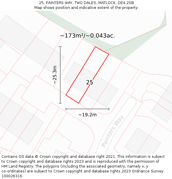 25, PAINTERS WAY, TWO DALES, MATLOCK, DE4 2SB: Plot and title map