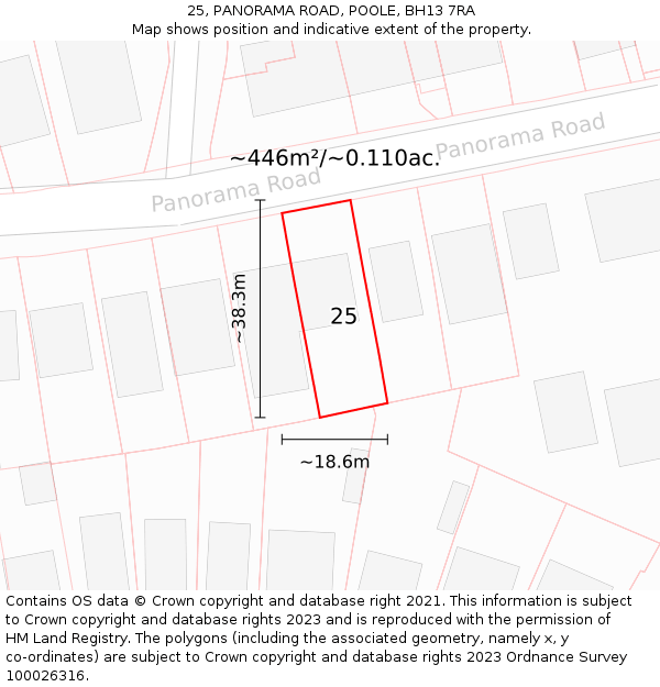 25, PANORAMA ROAD, POOLE, BH13 7RA: Plot and title map