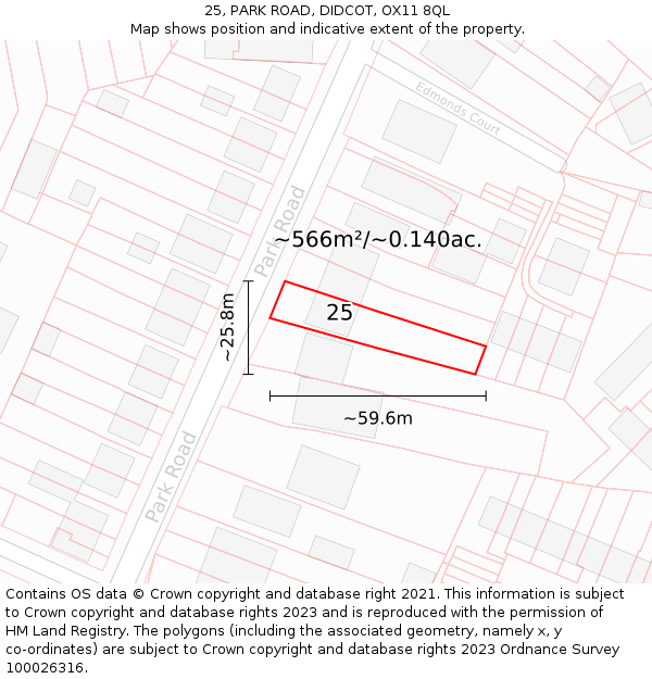 25, PARK ROAD, DIDCOT, OX11 8QL: Plot and title map