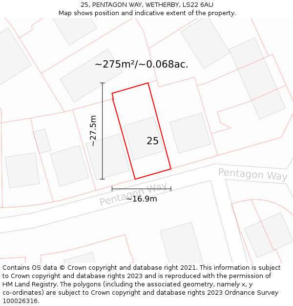 25, PENTAGON WAY, WETHERBY, LS22 6AU: Plot and title map