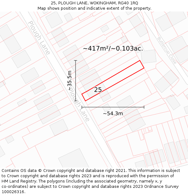 25, PLOUGH LANE, WOKINGHAM, RG40 1RQ: Plot and title map