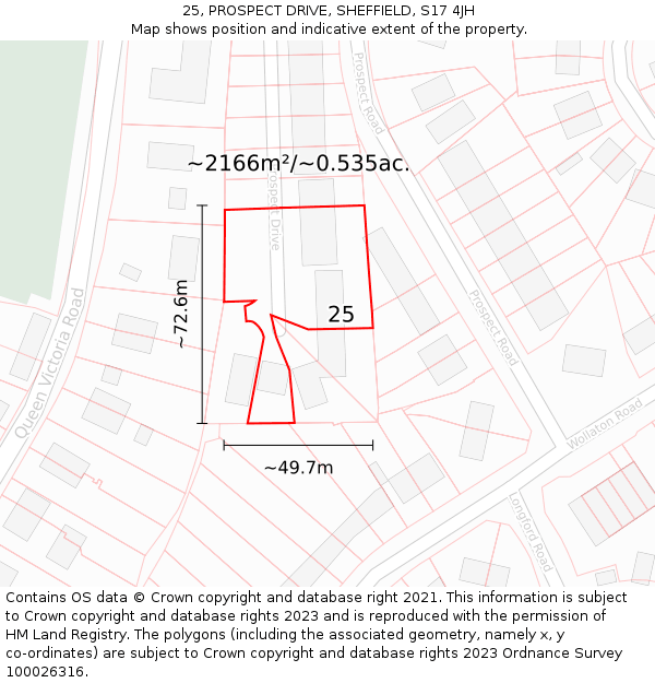 25, PROSPECT DRIVE, SHEFFIELD, S17 4JH: Plot and title map
