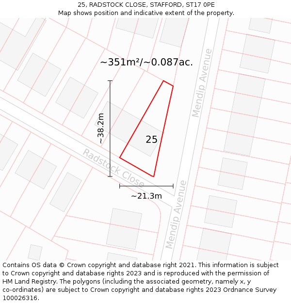 25, RADSTOCK CLOSE, STAFFORD, ST17 0PE: Plot and title map