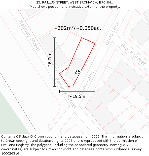 25, RAILWAY STREET, WEST BROMWICH, B70 9HU: Plot and title map