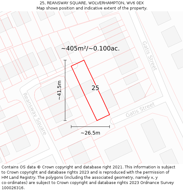 25, REANSWAY SQUARE, WOLVERHAMPTON, WV6 0EX: Plot and title map
