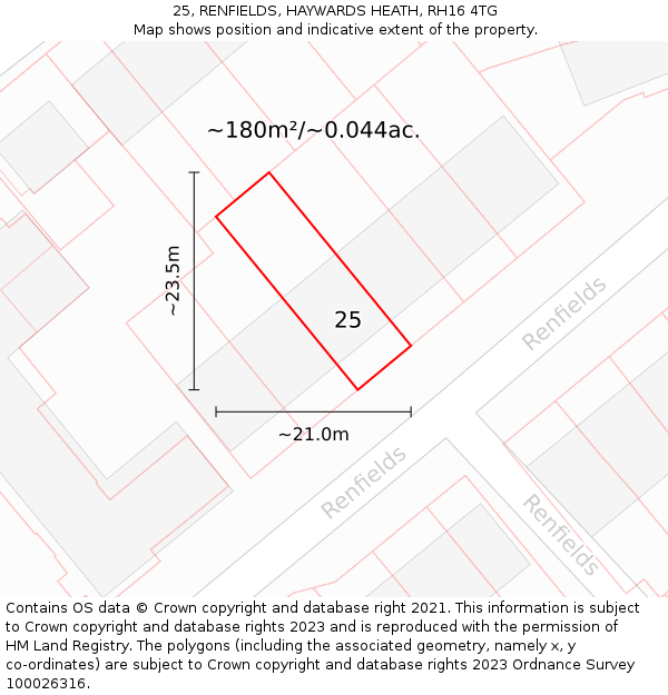 25, RENFIELDS, HAYWARDS HEATH, RH16 4TG: Plot and title map