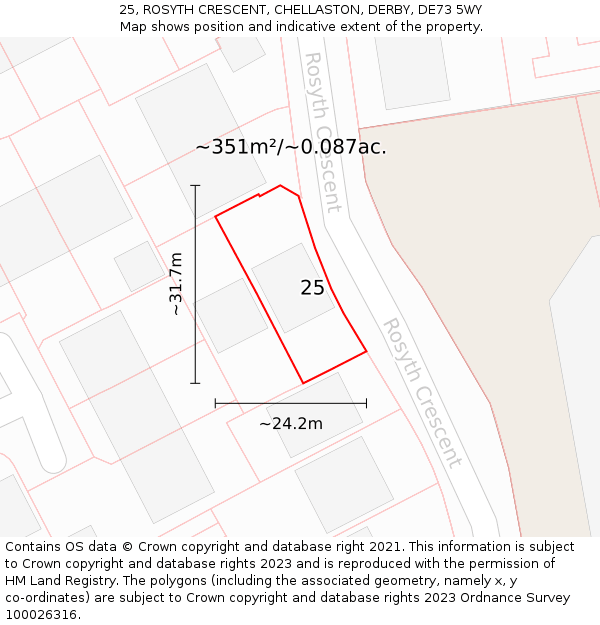 25, ROSYTH CRESCENT, CHELLASTON, DERBY, DE73 5WY: Plot and title map