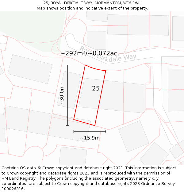 25, ROYAL BIRKDALE WAY, NORMANTON, WF6 1WH: Plot and title map
