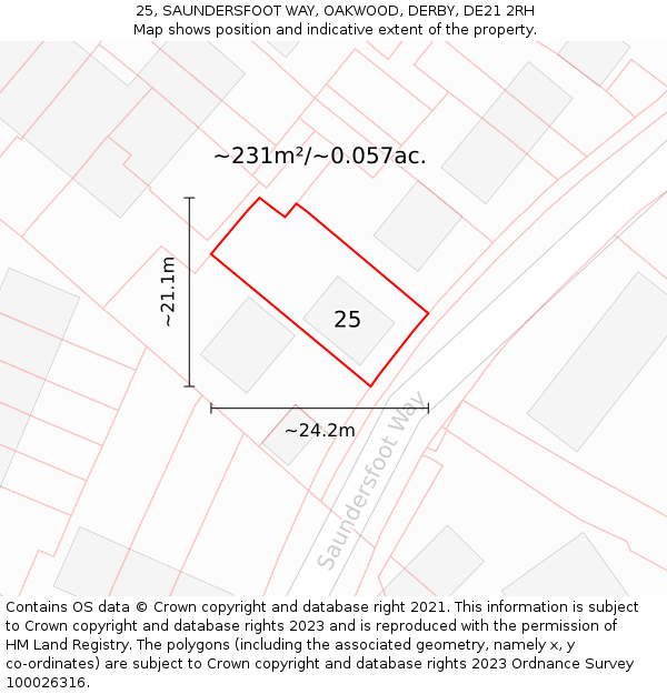 25, SAUNDERSFOOT WAY, OAKWOOD, DERBY, DE21 2RH: Plot and title map