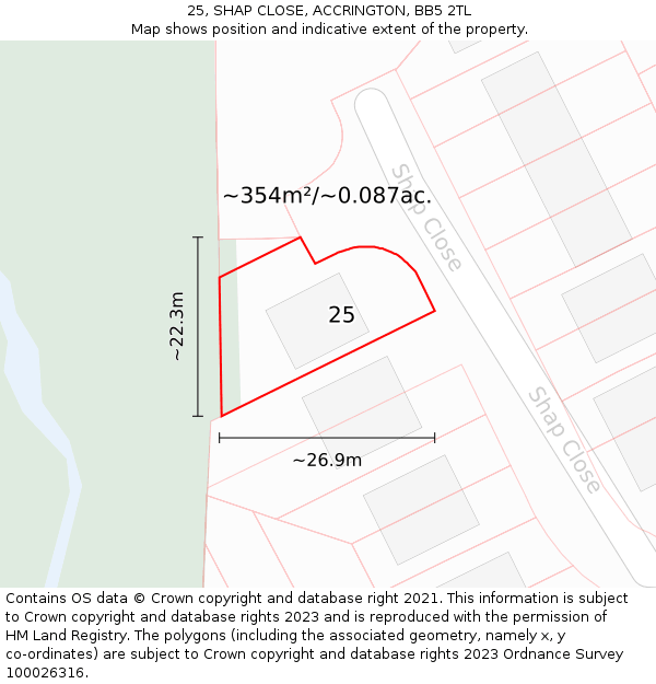 25, SHAP CLOSE, ACCRINGTON, BB5 2TL: Plot and title map