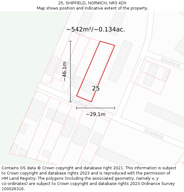 25, SHIPFIELD, NORWICH, NR3 4DX: Plot and title map