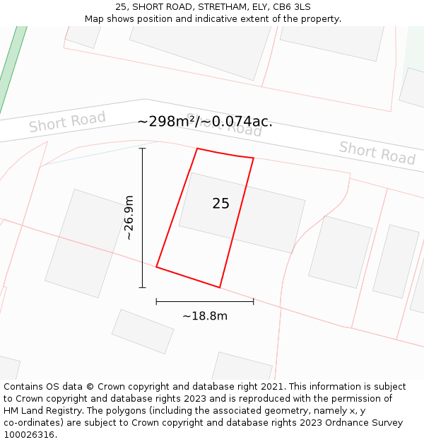 25, SHORT ROAD, STRETHAM, ELY, CB6 3LS: Plot and title map