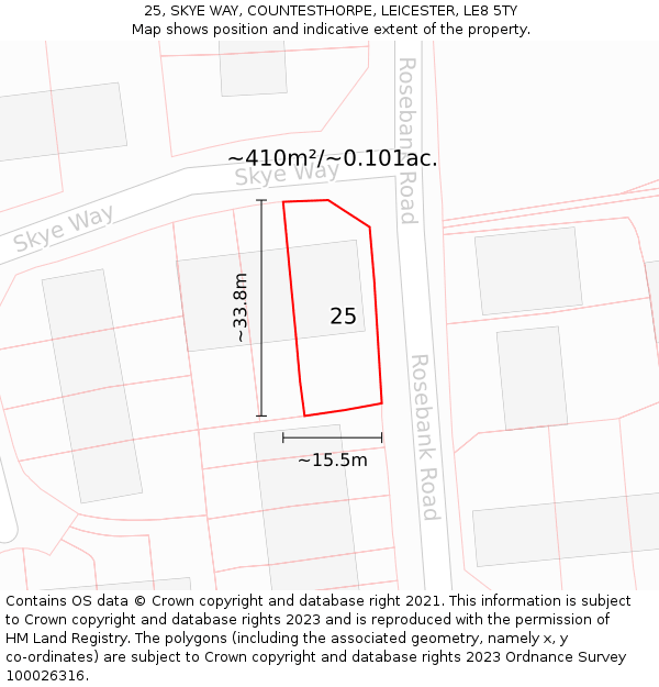 25, SKYE WAY, COUNTESTHORPE, LEICESTER, LE8 5TY: Plot and title map
