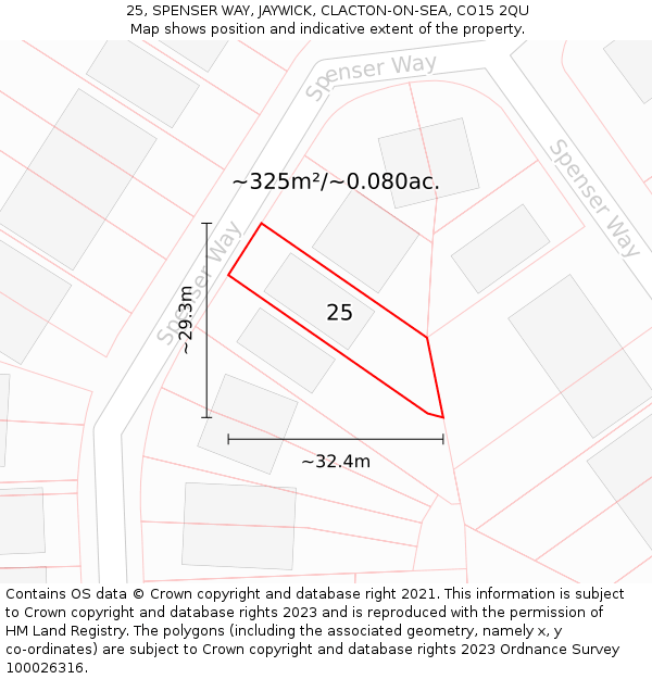 25, SPENSER WAY, JAYWICK, CLACTON-ON-SEA, CO15 2QU: Plot and title map