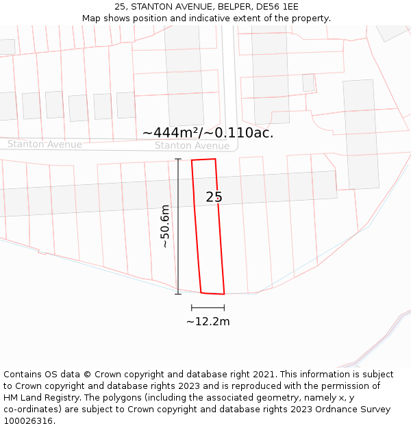 25, STANTON AVENUE, BELPER, DE56 1EE: Plot and title map