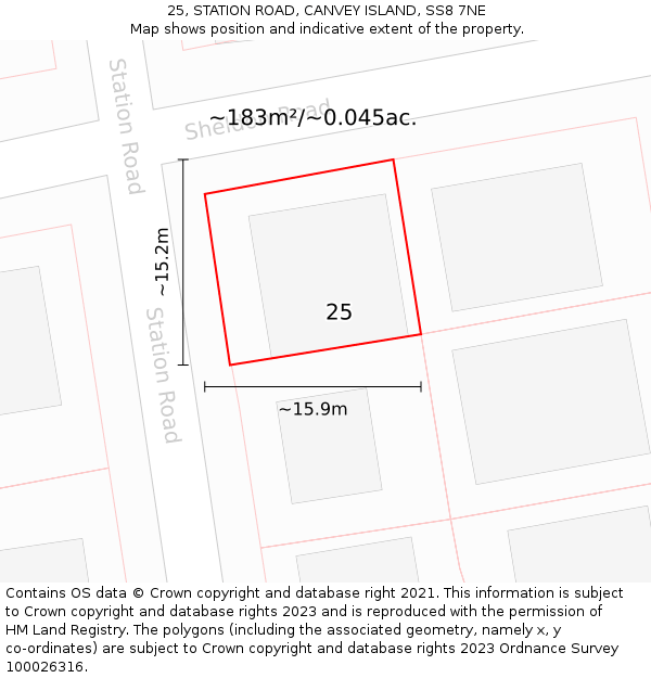 25, STATION ROAD, CANVEY ISLAND, SS8 7NE: Plot and title map