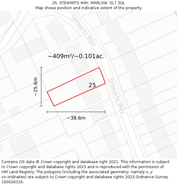 25, STEWARTS WAY, MARLOW, SL7 3QL: Plot and title map