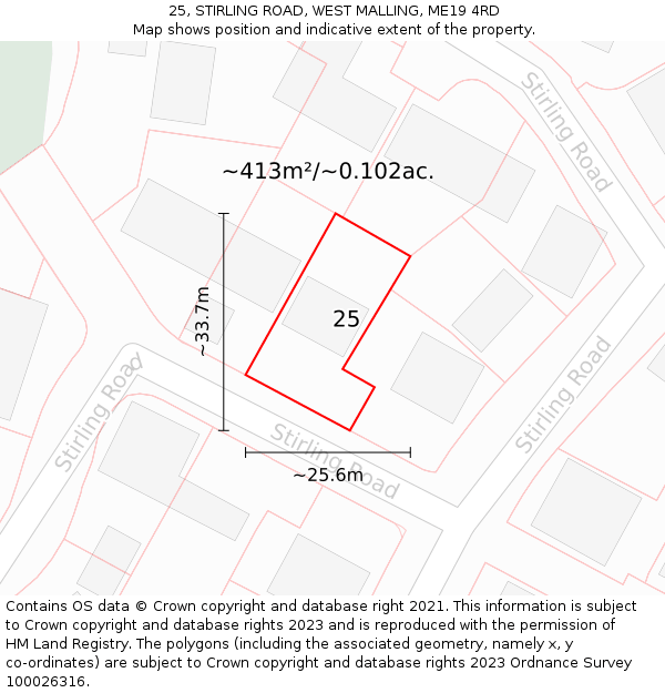 25, STIRLING ROAD, WEST MALLING, ME19 4RD: Plot and title map