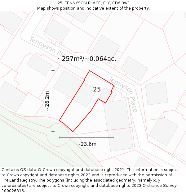 25, TENNYSON PLACE, ELY, CB6 3WF: Plot and title map