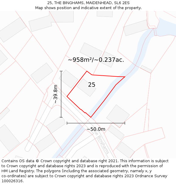 25, THE BINGHAMS, MAIDENHEAD, SL6 2ES: Plot and title map
