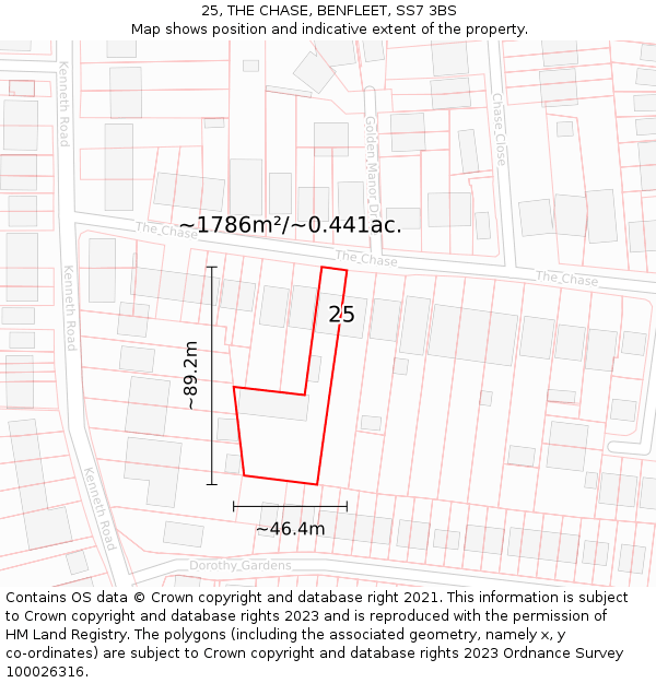 25, THE CHASE, BENFLEET, SS7 3BS: Plot and title map