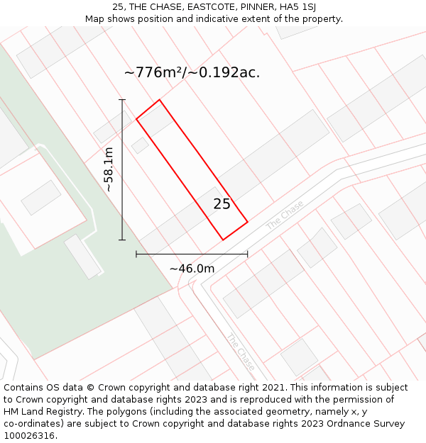 25, THE CHASE, EASTCOTE, PINNER, HA5 1SJ: Plot and title map