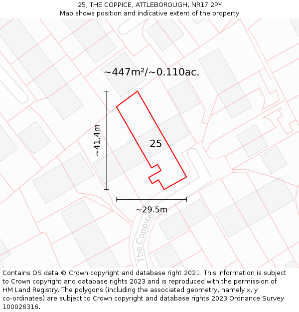 25, THE COPPICE, ATTLEBOROUGH, NR17 2PY: Plot and title map