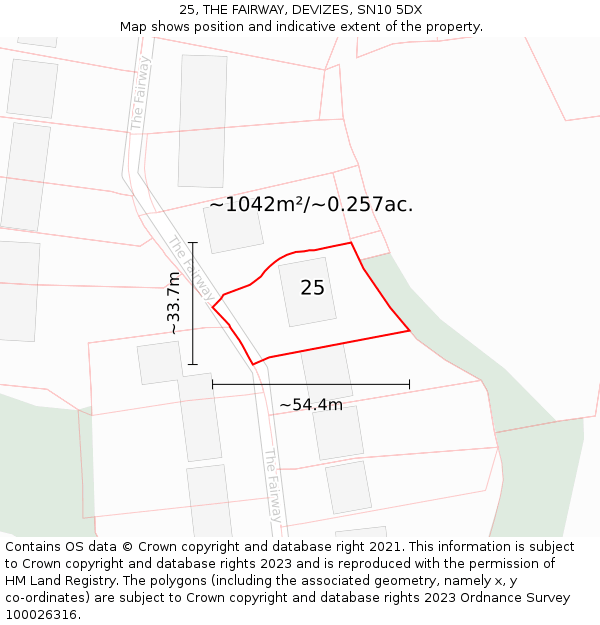25, THE FAIRWAY, DEVIZES, SN10 5DX: Plot and title map