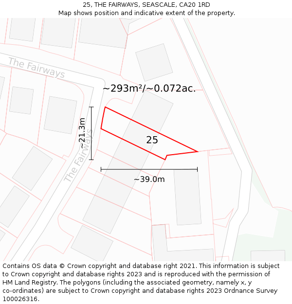 25, THE FAIRWAYS, SEASCALE, CA20 1RD: Plot and title map
