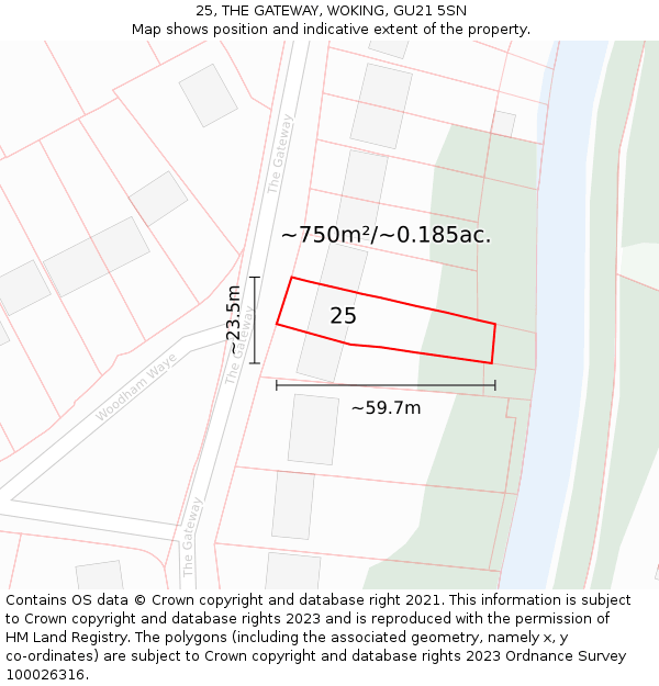 25, THE GATEWAY, WOKING, GU21 5SN: Plot and title map