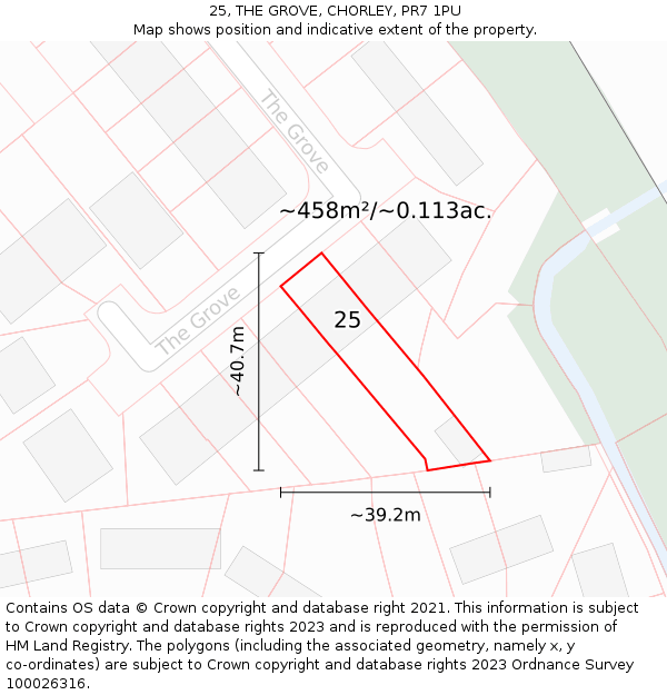 25, THE GROVE, CHORLEY, PR7 1PU: Plot and title map