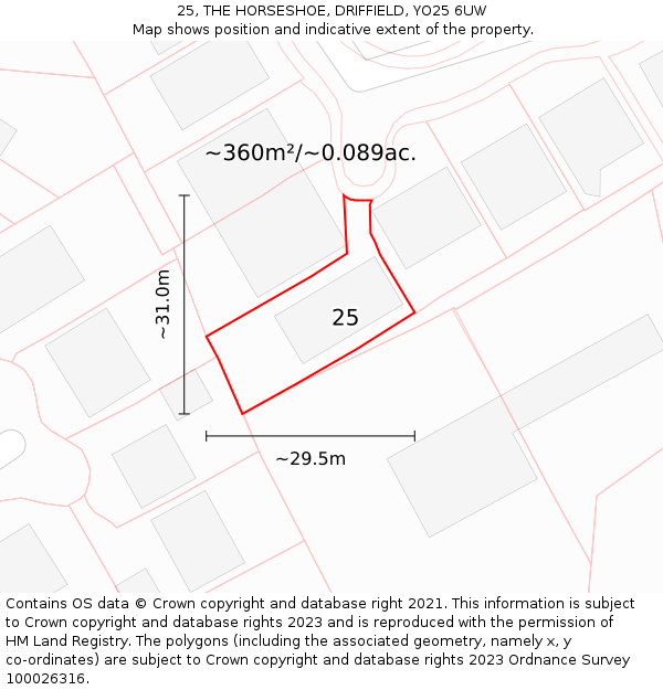 25, THE HORSESHOE, DRIFFIELD, YO25 6UW: Plot and title map