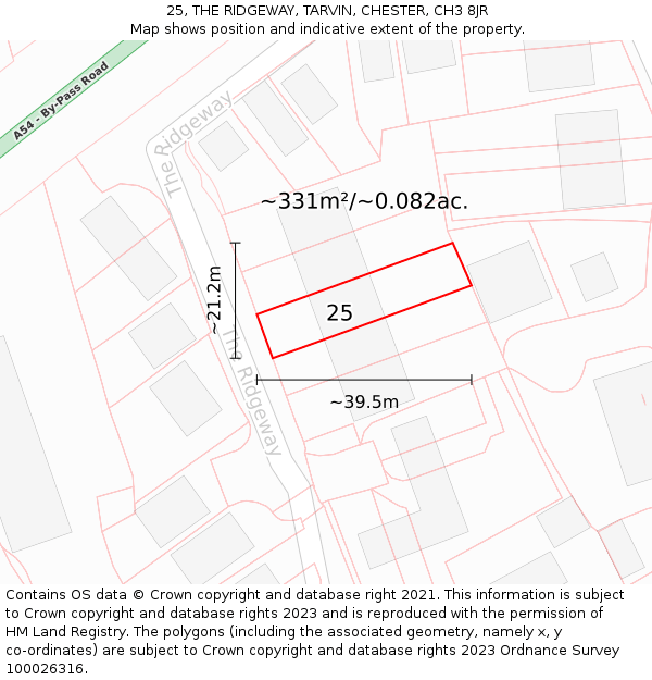 25, THE RIDGEWAY, TARVIN, CHESTER, CH3 8JR: Plot and title map