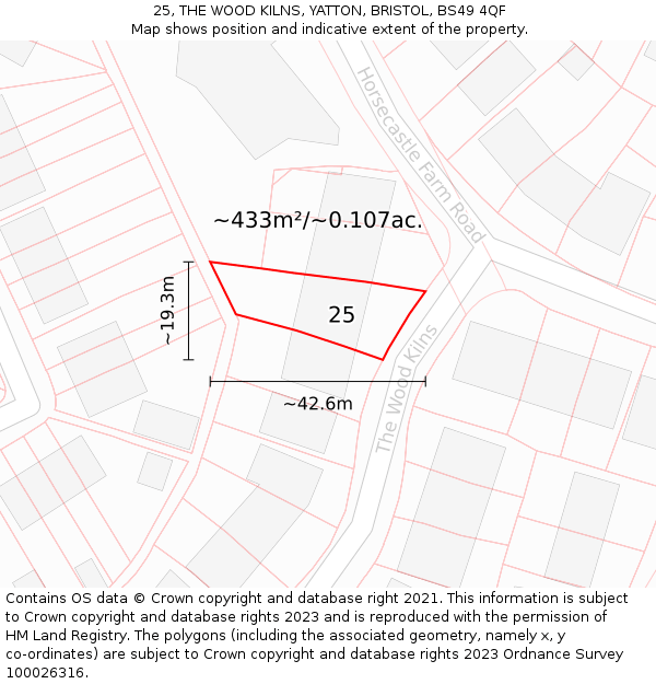 25, THE WOOD KILNS, YATTON, BRISTOL, BS49 4QF: Plot and title map
