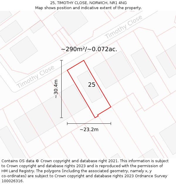 25, TIMOTHY CLOSE, NORWICH, NR1 4NG: Plot and title map
