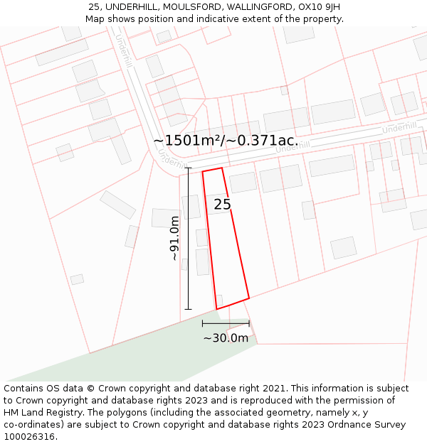 25, UNDERHILL, MOULSFORD, WALLINGFORD, OX10 9JH: Plot and title map