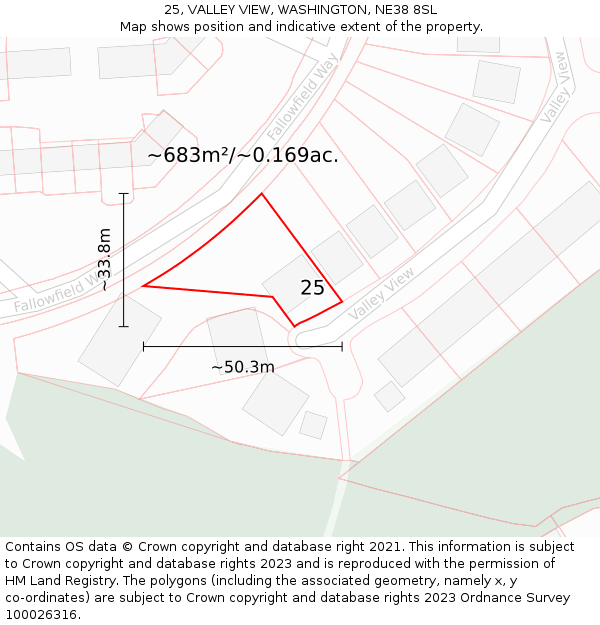 25, VALLEY VIEW, WASHINGTON, NE38 8SL: Plot and title map