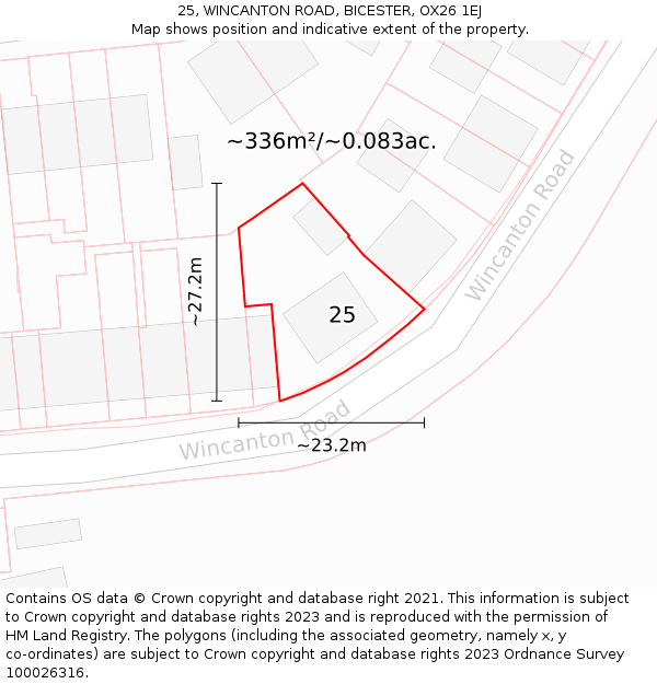 25, WINCANTON ROAD, BICESTER, OX26 1EJ: Plot and title map