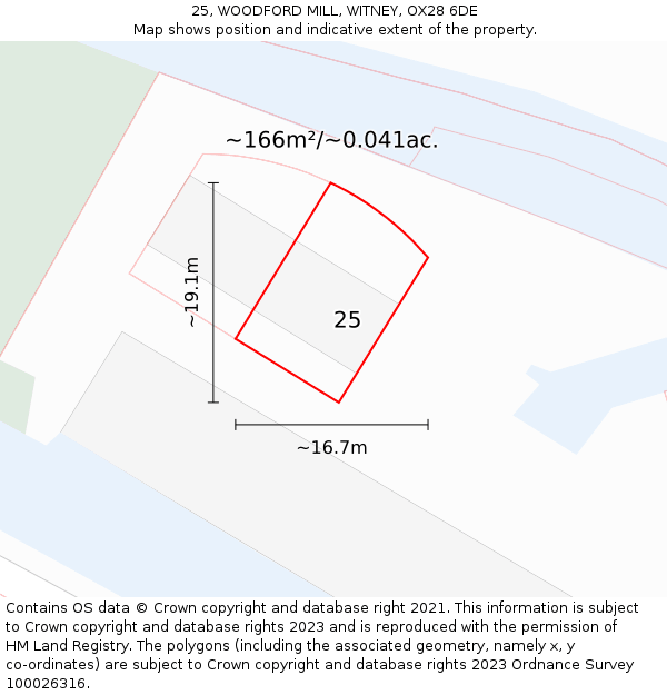 25, WOODFORD MILL, WITNEY, OX28 6DE: Plot and title map