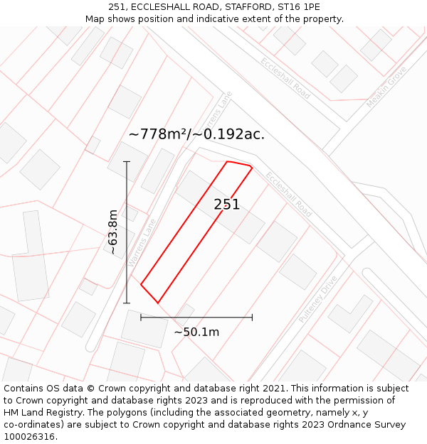 251, ECCLESHALL ROAD, STAFFORD, ST16 1PE: Plot and title map